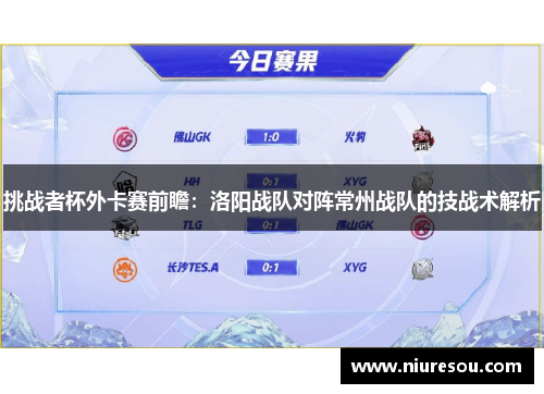 挑战者杯外卡赛前瞻：洛阳战队对阵常州战队的技战术解析
